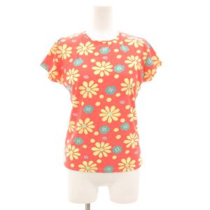 タグ付き カットソー 半袖 花柄 総柄 ストレッチ イタリア製 42 オレンジ系 /GV GY19 AA