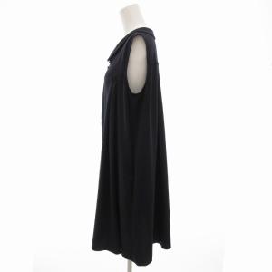 FOXEY NEW YORK 美品 襟付きAラインフレアワンピース ミニ ノースリーブ 42 紺 ネイビー 31913 /GV GY19