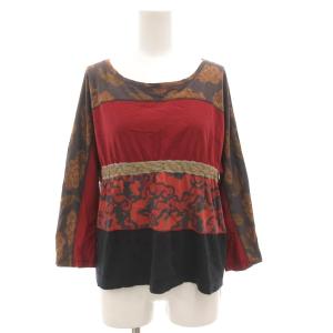 カットソー ドルマンスリーブ 総柄 レッド