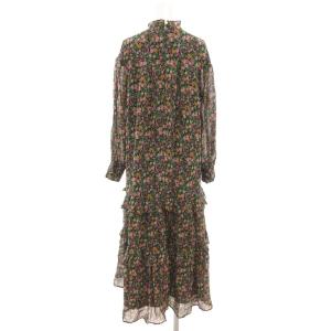 leur logette 美品 ロングワンピース 長袖 袖シアー 花柄 フリル ティアード 1 マルチカラー /GV GY19