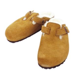 サボサンダル スエード ファー ベルトデザイン ロゴ 24cm 茶 ブラウン /MN2 GY19