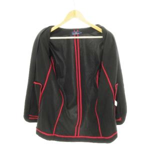 FRED PERRY ジャージーテーラードジャケット ロゴ 月桂樹 刺繍 スリーブライン スポーティー L 黒 ブラック /AH9