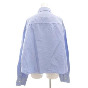 AMI Alexandre Mattiussi シャツ ブラウス ボタンダウン BD 長袖 ショート丈 ロゴ ワンポイント 刺繍 XS 青 ブルー /GV