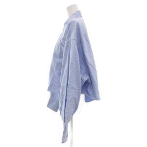 AMI Alexandre Mattiussi シャツ ブラウス ボタンダウン BD 長袖 ショート丈 ロゴ ワンポイント 刺繍 XS 青 ブルー /GV