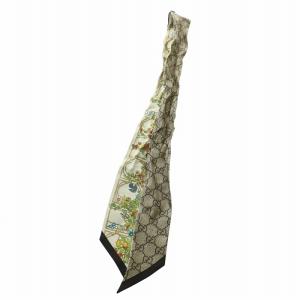 GUCCI スカーフ ネックボウ 絹 シルク アニマル フローラル GG柄 総柄 マルチカラー /XZ OH GY19