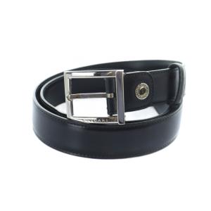 BVLGARI ベルト バックル シルバー金具 ロゴ レザー 110/44 黒 ブラック GY19 /MQ