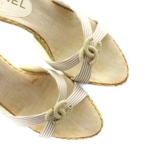 CHANEL サンダル ウェッジソール ココマーク 37 ベージュ