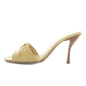 CHANEL サンダル レザー リボン ココマーク 36.5 ベージュ