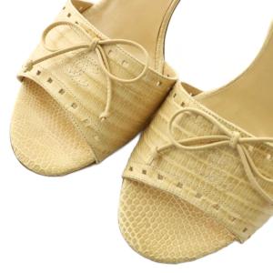 CHANEL サンダル レザー リボン ココマーク 36.5 ベージュ