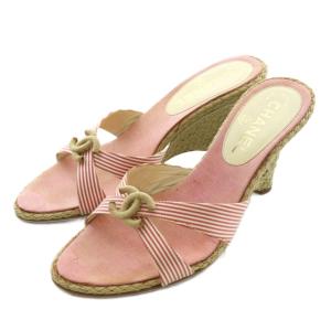 サンダル エスパドリーユ ウェッジソール ココマーク 37 ピンク