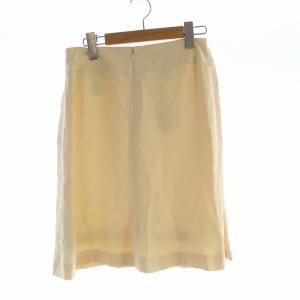 CHANEL 04P フレアスカート ミドル ココマーク ロゴ ジップフライ 絹混 シルク混 40 ベージュ P23205V13980