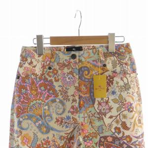 ETRO テーパードパンツ タグ付き ロング ジップフライ ロゴ ペイズリー柄 総柄 40 M マルチカラー GY19