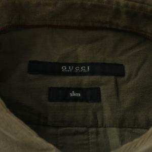 GUCCI スリム Slim シャツ 長袖 コーデュロイ 38/15 M カーキ /XZ GY19