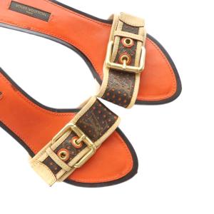LOUIS VUITTON サンダル ラウンドトゥ ベルト モノグラム 36.5 オレンジ