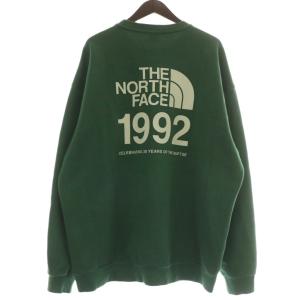 THE NORTH FACE トレーナー スウェット 長袖 クルーネック ロゴ バックプリント 刺繍 110 2XL 緑 グリーン NM5MN53B