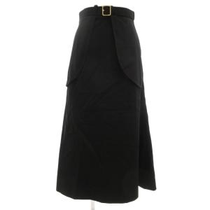 23SS ポケットデザイン コットンツイル フレアロングスカート 34 ブラック