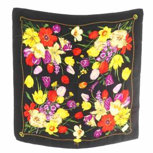 スカーフ 大判 絹 シルク 花柄 総柄 ロゴ マルチカラー /XZ OH GY19