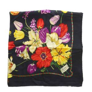 GUCCI スカーフ 大判 絹 シルク 花柄 総柄 ロゴ マルチカラー /XZ OH GY19