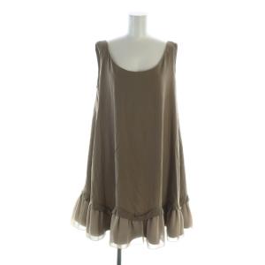 ノースリーブワンピース ミドル ロゴ フリル 42 L 茶 ブラウン 3128-NS0FX224L GY19