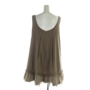 FOXEY NEW YORK ノースリーブワンピース ミドル ロゴ フリル 42 L 茶 ブラウン 3128-NS0FX224L GY19