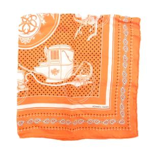 HERMES カレ55 Ex-Libris スカーフ シルク オレンジ