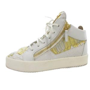 GIUSEPPE ZANOTTI スニーカー シューズ ハイカット パイソン型押し 35 白 ホワイト ゴールドカラー /AE GY18