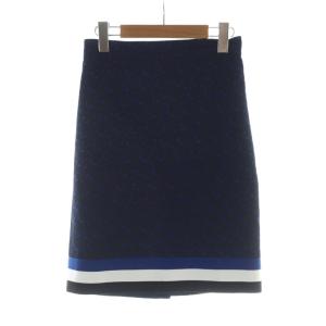 ミドルスカート タイト ロゴ TB柄 総柄 36 XS 青 ブルー 黒 ブラック GY19 /MQ