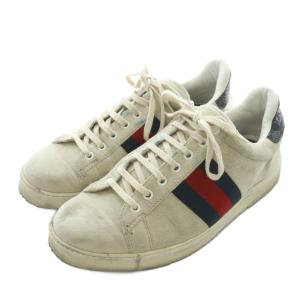 GUCCI スニーカー スエード レザー ローカット シェリーライン 41 26cm 白 ホワイト 125375 /XZ