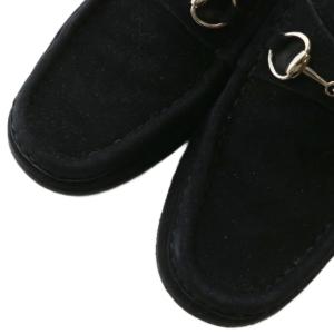 GUCCI ローファー スエード ラウンドトゥ ホースビット シルバー金具 6.5 23.5cm 黒 ブラック /XZ