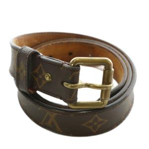 ベルト サンチュール PVC レザー ハトメ モノグラム 総柄 36/90 茶色 ブラウン /XZ OH