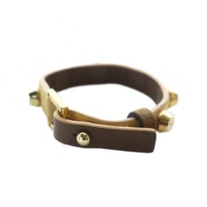 ブレスレット アクセサリー バングル スタッズ レザー 茶 ブラウン GY19 /MQ OH