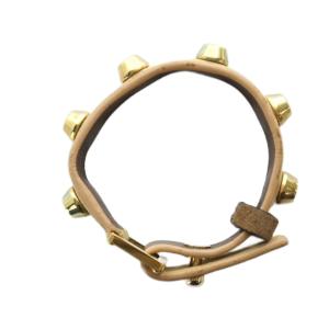 LOEWE ブレスレット アクセサリー バングル スタッズ レザー 茶 ブラウン GY19 /MQ OH