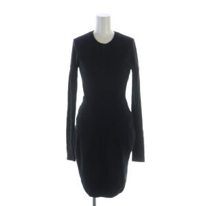 ロングワンピース ニット ロゴ 長袖 36 XS 黒 ブラック GY19 /MQ