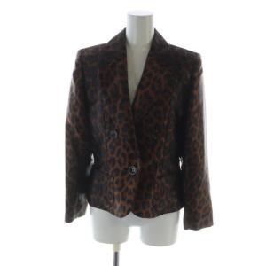 ヴィンテージ テーラード ジャケット 総裏地 ロゴ ヒョウ柄 レオパード柄 36 M 茶 ブラウン GY19
