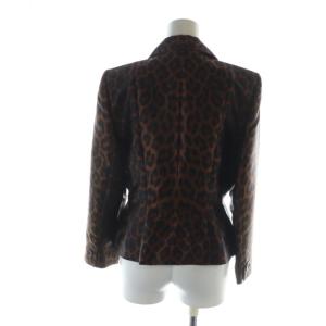 YVES SAINT LAURENT ヴィンテージ テーラード ジャケット 総裏地 ロゴ ヒョウ柄 レオパード柄 36 M 茶 ブラウン GY19