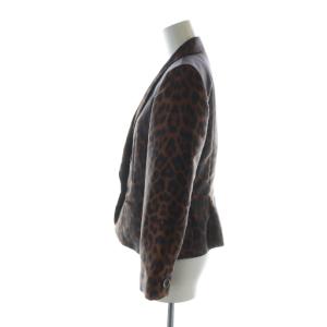 YVES SAINT LAURENT ヴィンテージ テーラード ジャケット 総裏地 ロゴ ヒョウ柄 レオパード柄 36 M 茶 ブラウン GY19