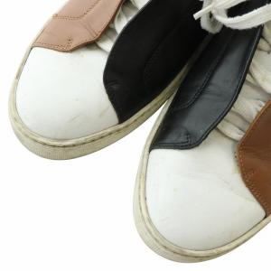 HERMES スニーカー レザー ローカット ツートン ロゴ 茶色 ブラウン 黒 ブラック 白 ホワイト /XZ GY19