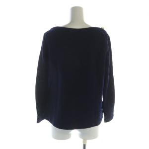 Maison Kitsuné ニット セーター 長袖 金ボタン ボートネック ロゴ M 紺 ネイビー GY19 /MQ