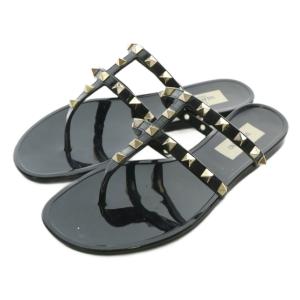 ビーチサンダル トング フラット ラバー ロックスタッズ 36 23cm 黒 ブラック /XZ GY19