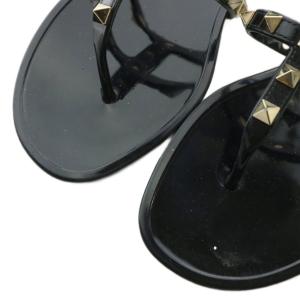 VALENTINO ビーチサンダル トング フラット ラバー ロックスタッズ 36 23cm 黒 ブラック /XZ GY19