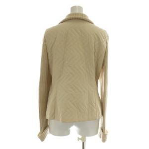 Salvatore Ferragamo ニットジャケット 中綿 ウール 切り替え ハイネック 裏地総柄 ジップアップ 38 S ベージュ /XZ