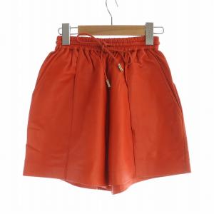 ショートパンツ ハーフ ロゴ ラムレザー羊革 38 M オレンジ GY19 /MQ