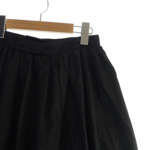 PRADA ギャザースカート フレア ミドル ロゴ ジップフライ ナイロン 38 S 黒 ブラック GY19 /MQ