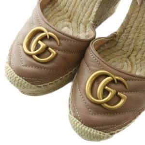 GUCCI サンダル レザー エスパドリーユ ウェッジソール ストラップ GGマーモント 35.5