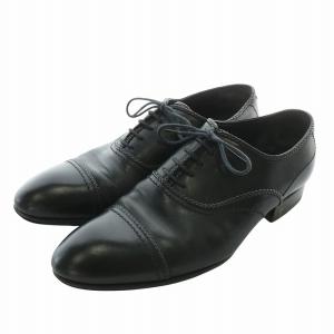 ビジネスシューズ 革靴 レザー アーモンドトゥ ストレートチップ レースアップ 6 25cm 黒 ブラック