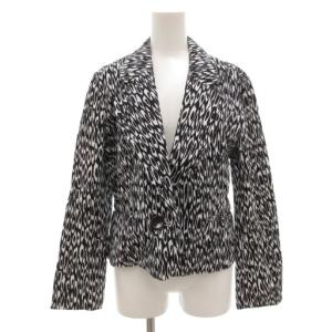 ヴィンテージ テーラードジャケット ブレザー シングル 1B ノーベント 総柄 コットン M 黒 ブラック