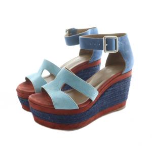 サンダル スエード ウェッジソール 35 マルチカラー