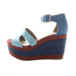 HERMES サンダル スエード ウェッジソール 35 マルチカラー