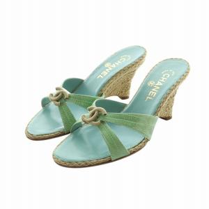 サンダル ウェッジソール ココマーク グリーン