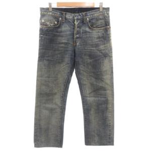 12SS クリス期 デニム パンツ ジーンズ ストレート ヴィンテージ加工 ブリーチ加工 ボタンフライ